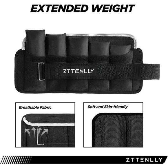 Adjustable Ankle Weights 10LBS Pair (5lbs each) with Carry Bag - Breathable - Picture 10 of 14